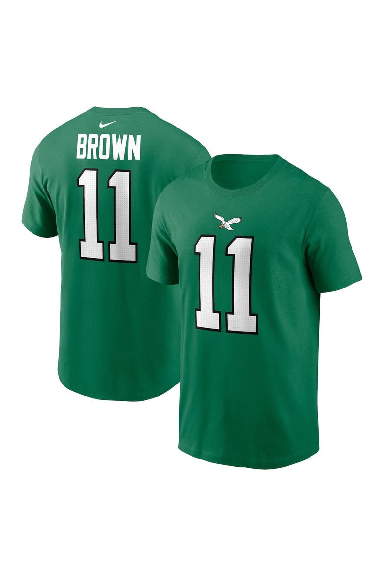 Men's Nike A.J. Brown Kelly Green Philadelphia Eagles Alternate Player Name & Number T-Shirt, Main, color, Kelly Green