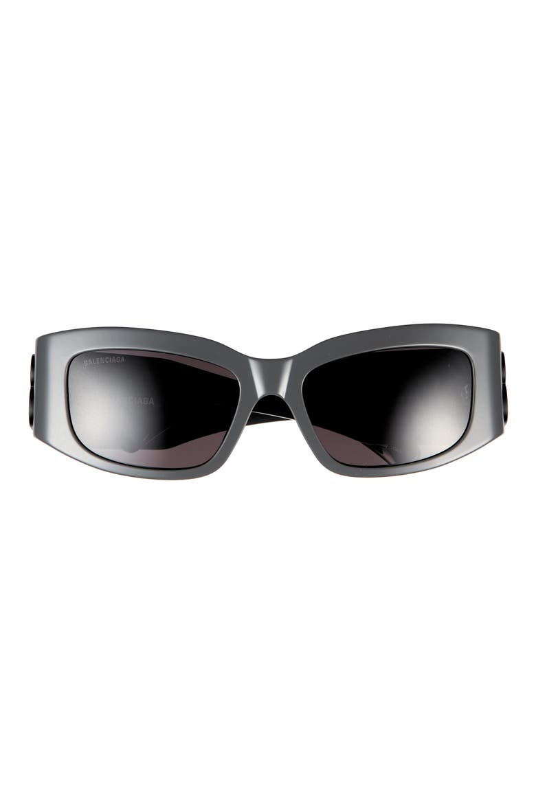 56mm Polarized Rectangular Sunglasses, Main, color, GREY GREY GREY