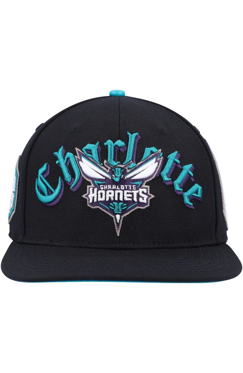 PRO STANDARD Men's Pro Standard Black Charlotte Hornets Old English Snapback Hat, Alternate, color,