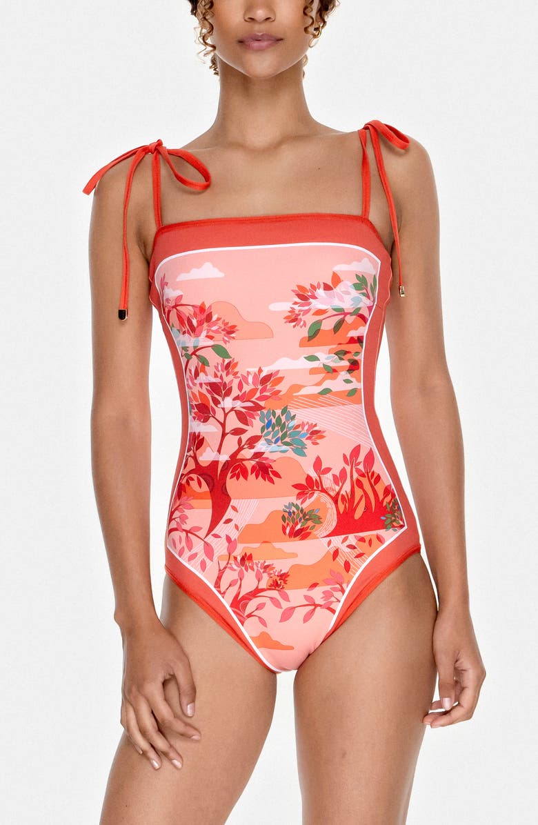 Jessie Zhao New York Crossing Red Reversible One-Piece Swimsuit, Alternate, color, Red