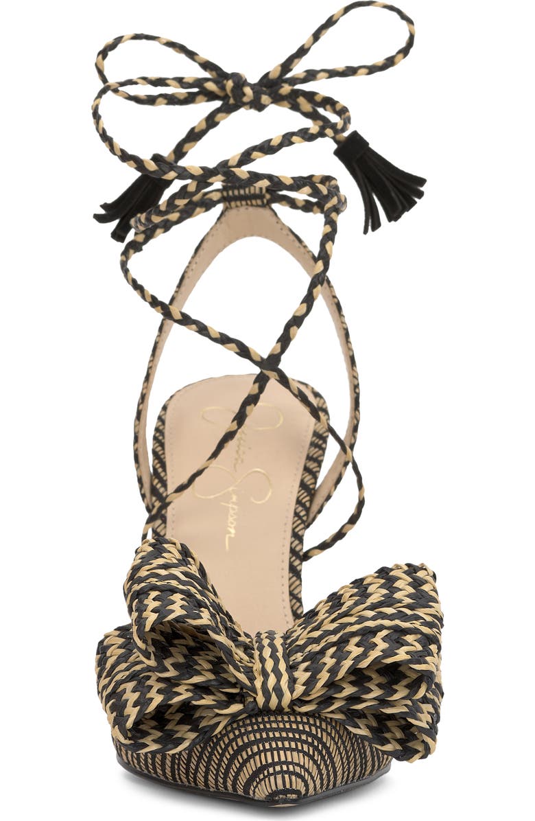 Jessica Simpson Hirlia Pointed Toe Ankle Tie Pump, Alternate, color, Natural/ Black