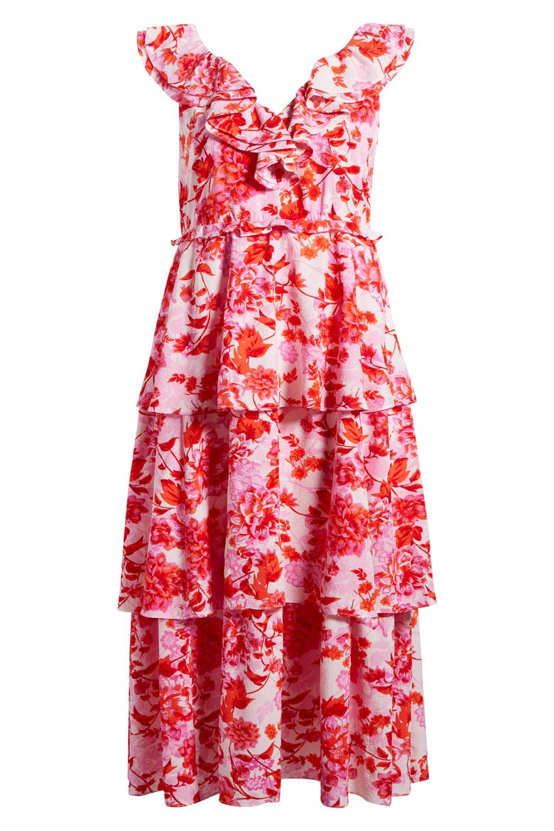 Ruffle Tiered Sleeveless Maxi Dress, Alternate, color, PURPLE- ESTATE BLOOM
