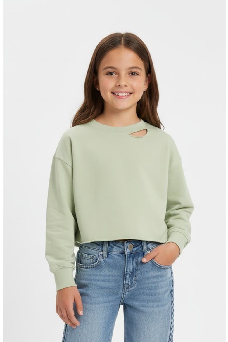 Kids' French Terry Relaxed Fit Sweatshirt, Alternate, color, SAGE
