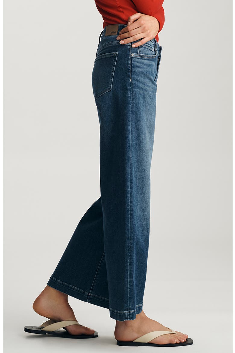 Paloma Mid Rise Wide Leg Jeans, Alternate, color, DARK BRUSHED FEATHER