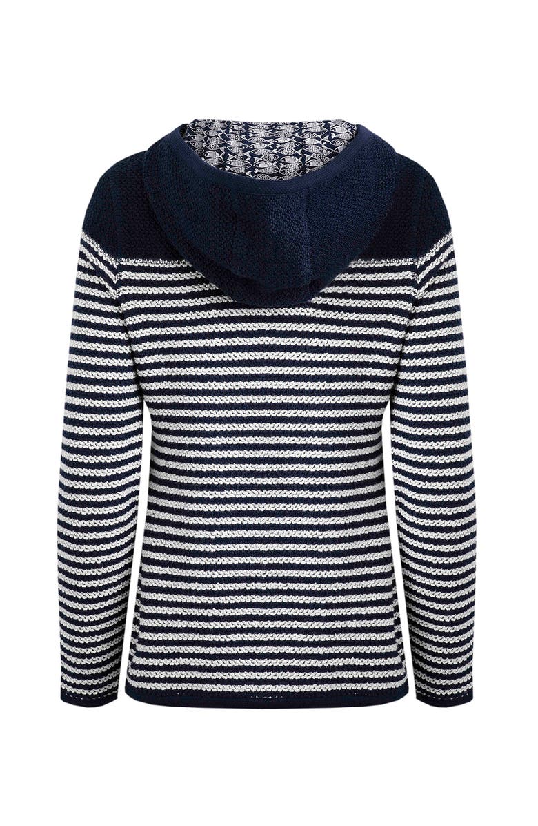 Weird Fish Bianca Full Zip Stripe Macaroni Hoodie, Alternate, color, Navy