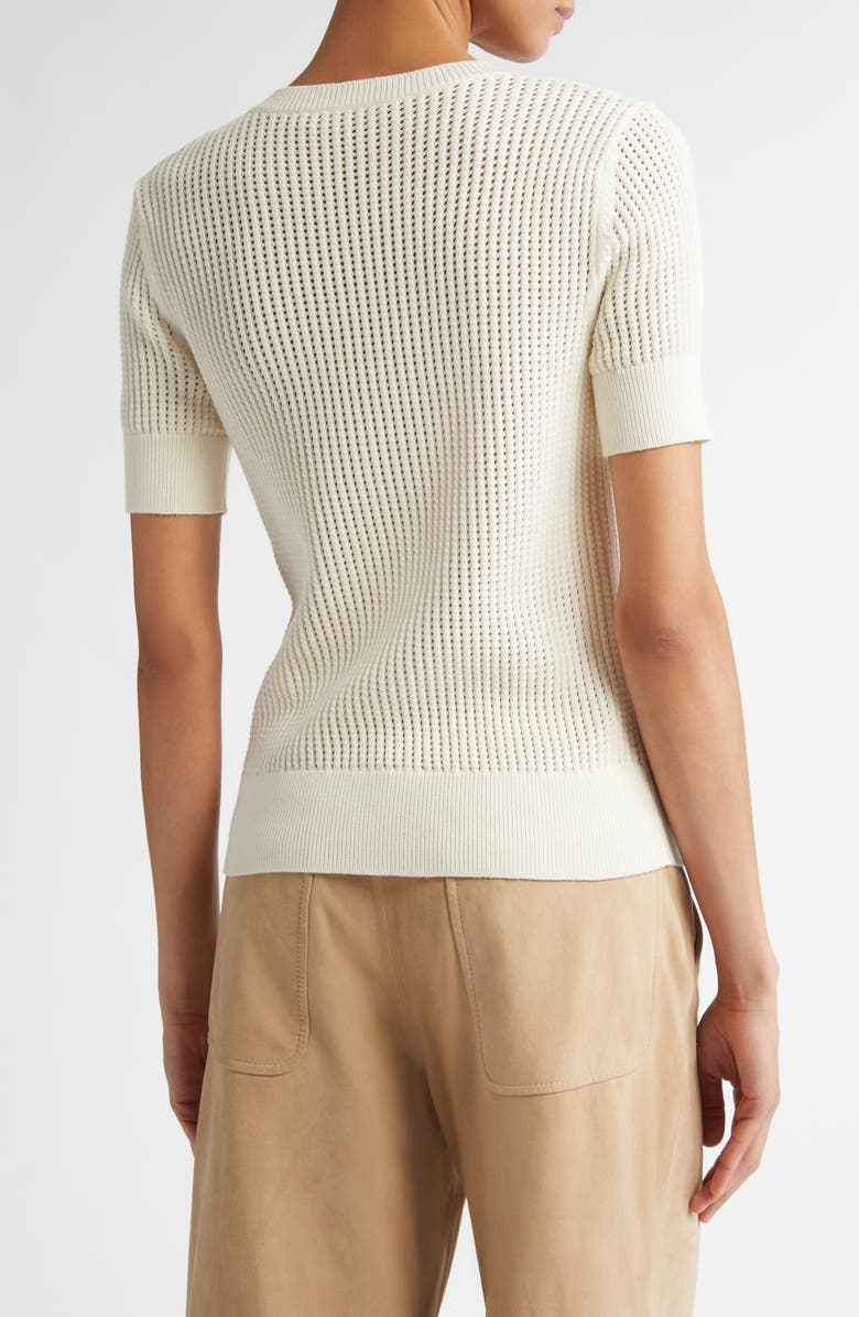 Max Mara Studio Ebbri Open Stitch Short Sleeve Sweater, Alternate, color, 