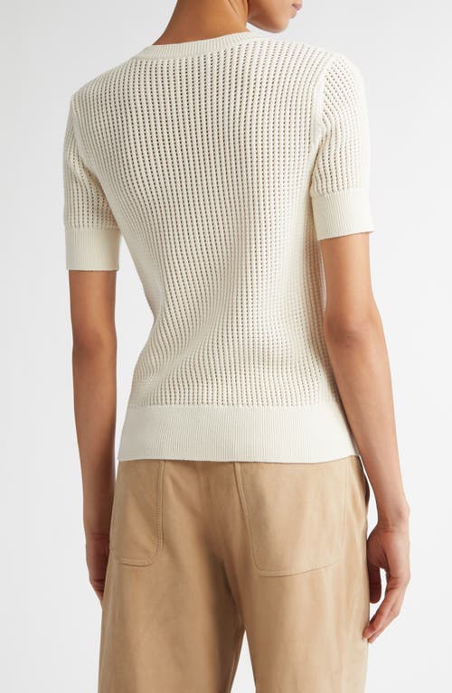 Max Mara Studio Ebbri Open Stitch Short Sleeve Sweater In White