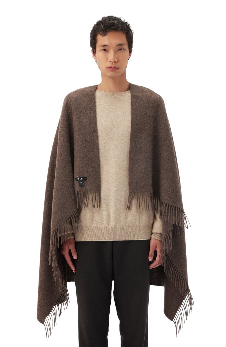 GOBI Mongolian Cashmere Medium Fringe Blanket, Alternate, color, Cocoa
