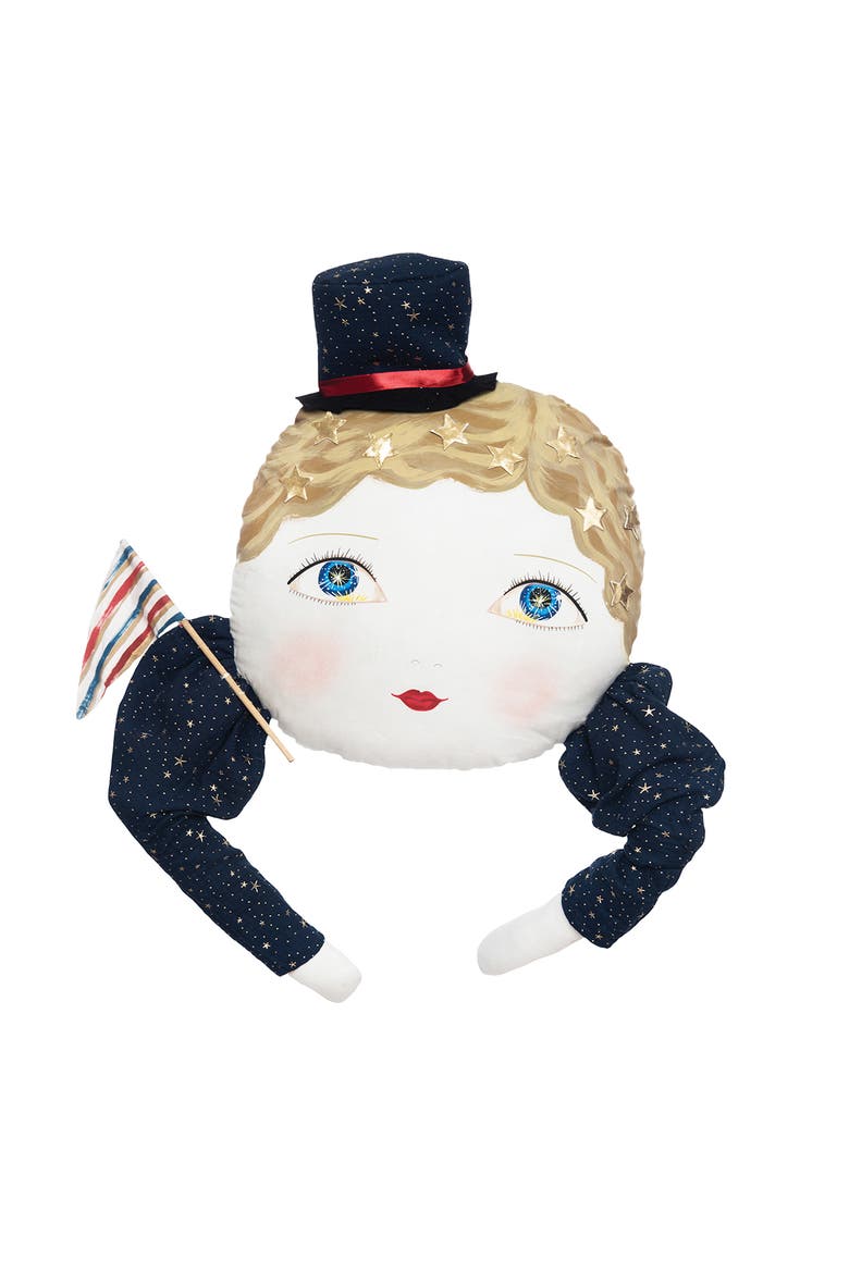 Indy Zombinaland 4th of July Patriotic Decorative Soft Figurine Pillow, Main, color, Black