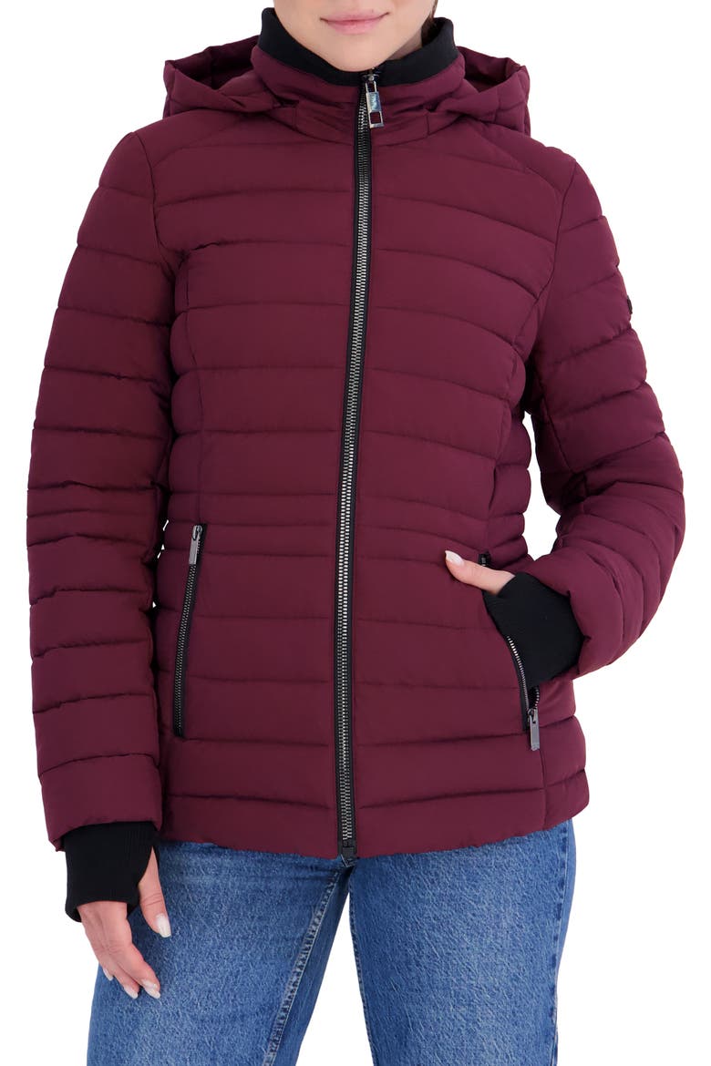 Hooded Puffer Jacket, Main, color, BURGUNDY