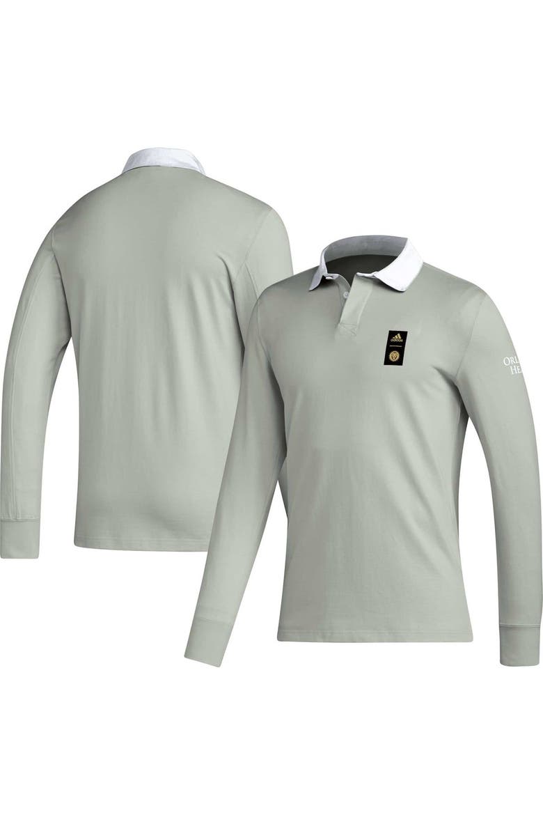 Men's adidas 2023 Player Gray Orlando City SC Travel Long Sleeve Polo, Main, color, Gray