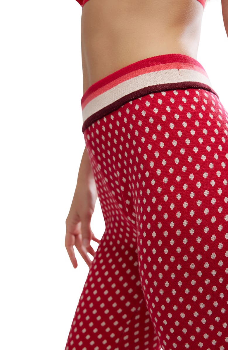 Free People Falala Fair Isle Leggings, Alternate, color, Red Peppermint Dot