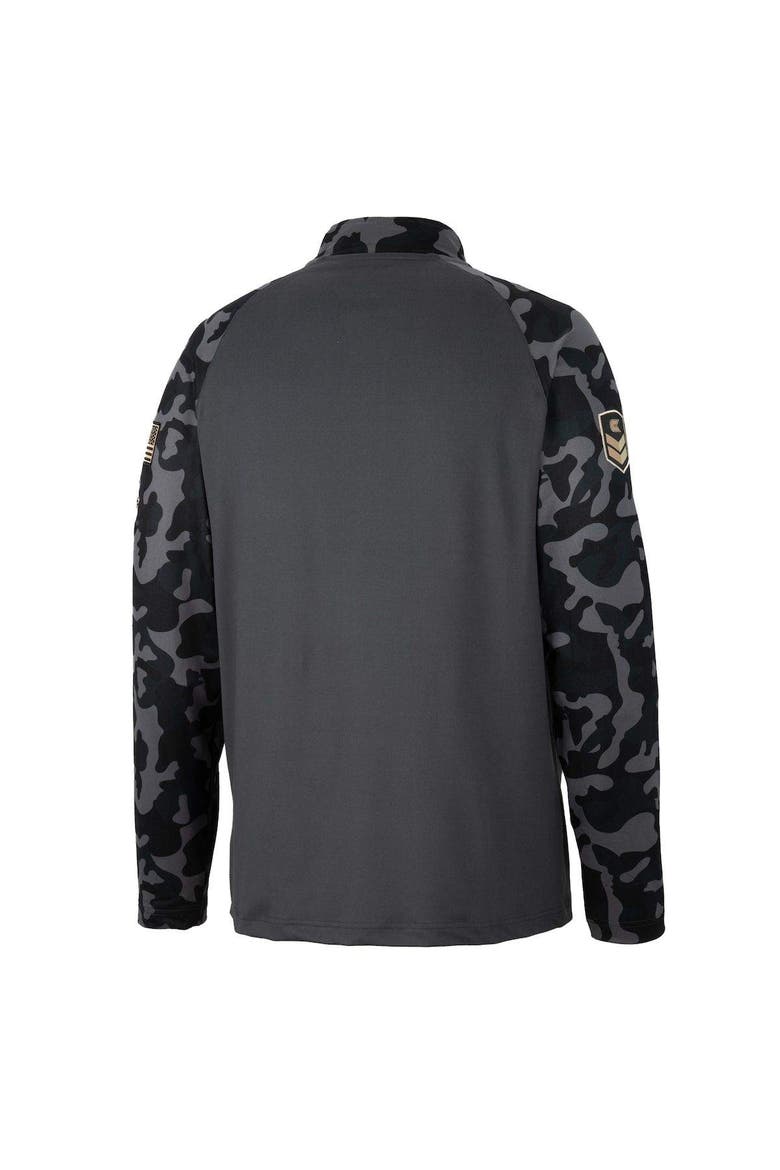 Men's Colosseum Charcoal Iowa Hawkeyes OHT Military Appreciation Long Range Raglan Quarter-Zip Jacket, Alternate, color, Charcoal