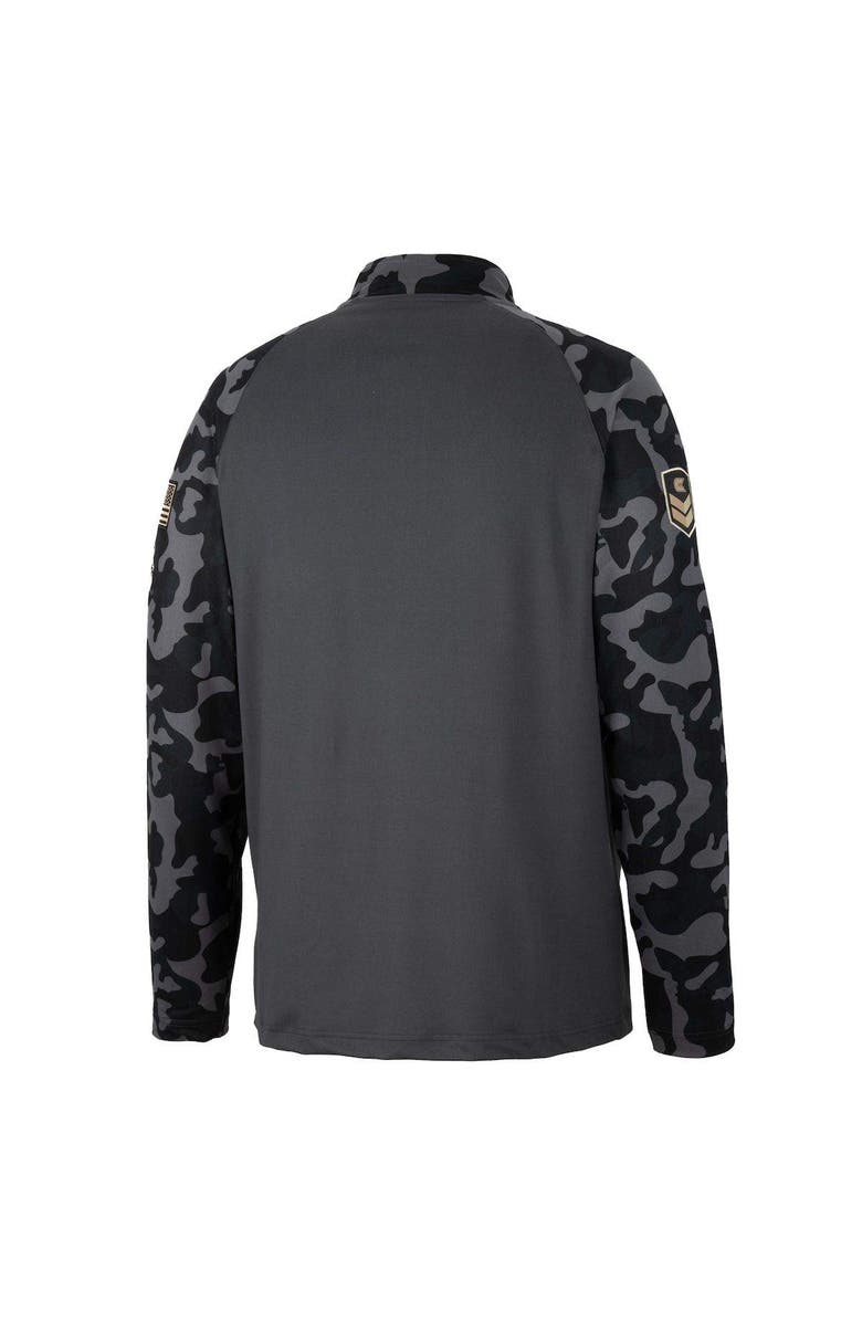 COLOSSEUM Men's Colosseum Charcoal Iowa Hawkeyes OHT Military Appreciation Long Range Raglan Quarter-Zip Jacket, Alternate, color, Charcoal