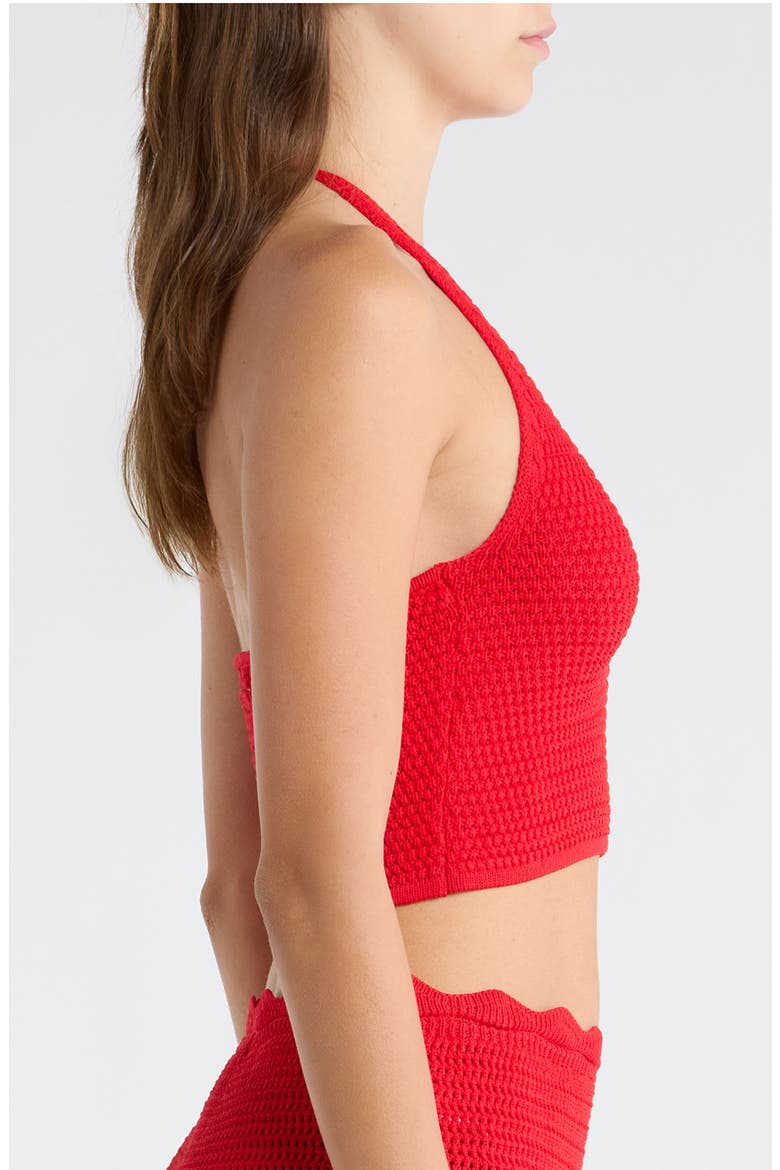 Ring Knit Halter Cover-Up Crop Top, Alternate, color, SUNSET SIESTA