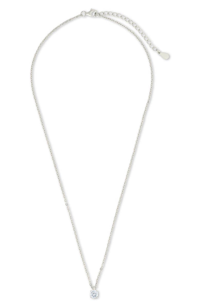Sterling Forever Round Cubic Zirconia Pendant Necklace, Alternate, color, Silver