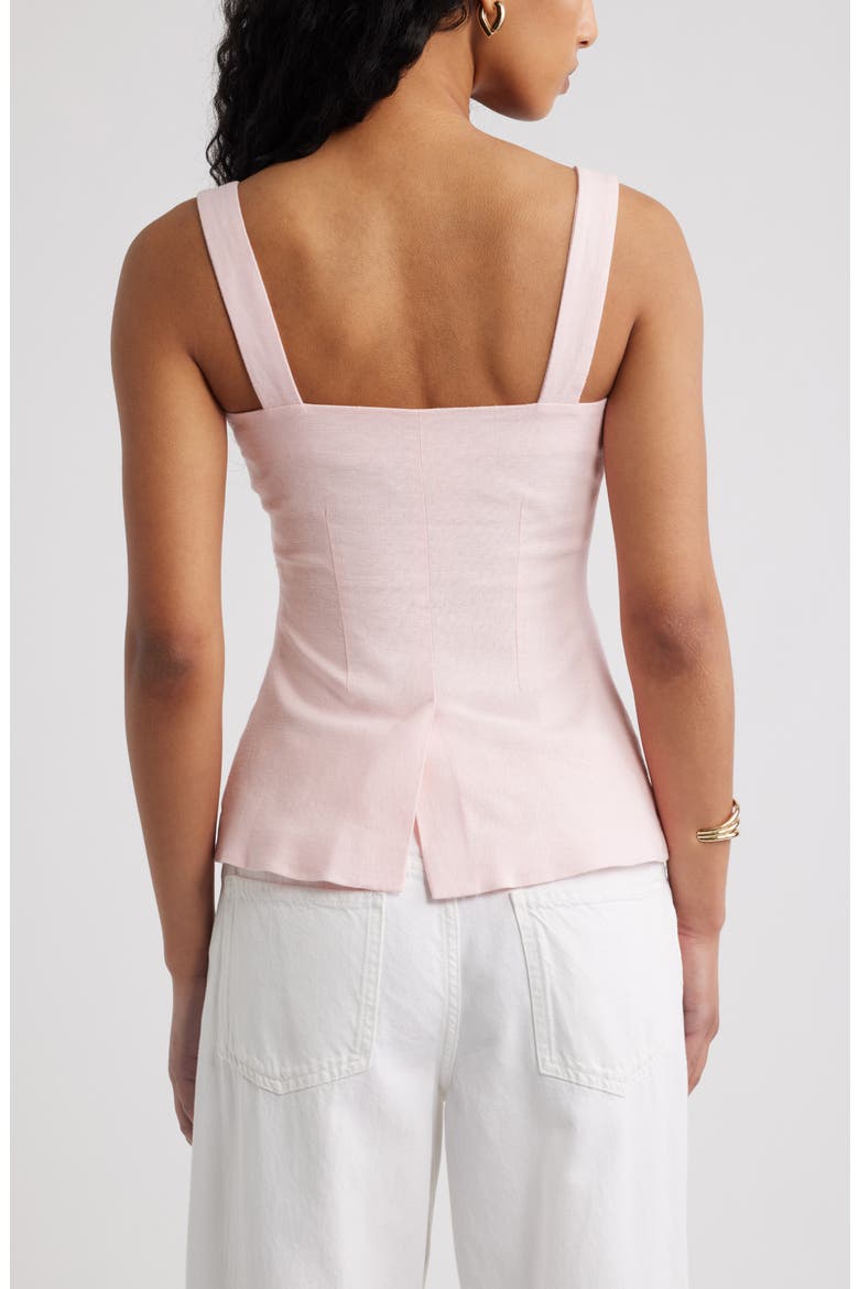 Button Front Linen Blend Tank, Alternate, color, PINK PINKESQUE
