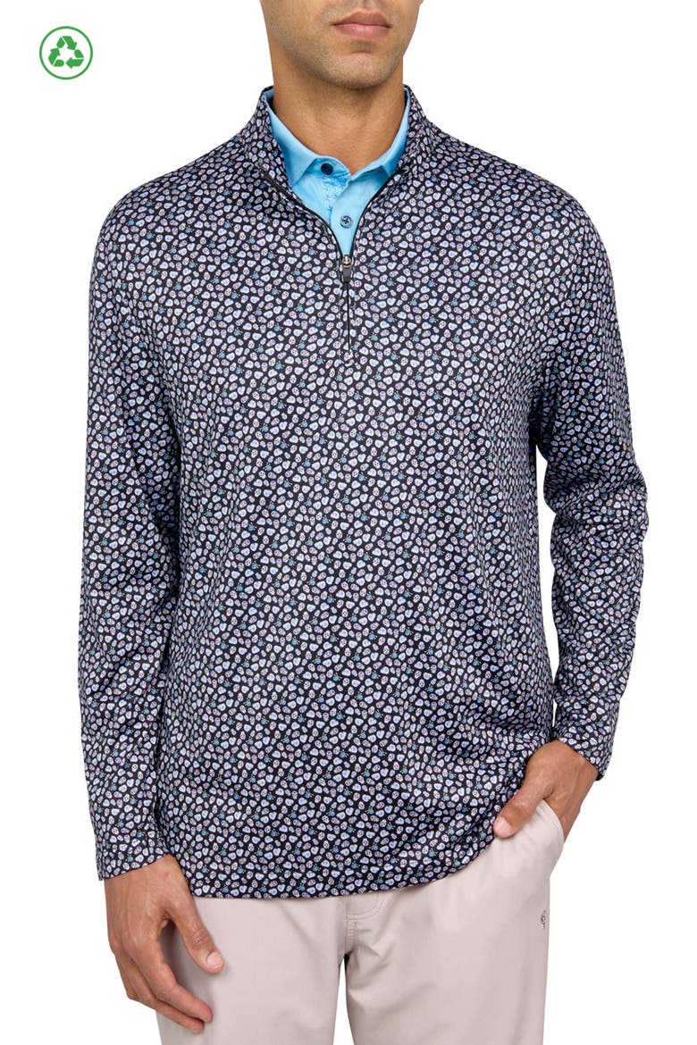 Regular Fit Micro Mexi Skull Print Recycled Performance Quarter Zip, Main, color, MULTI