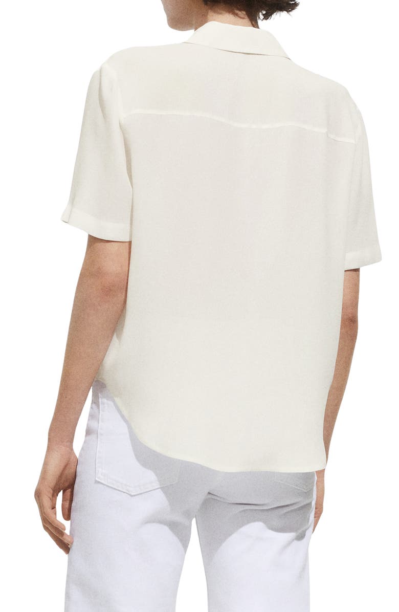 MANGO Woven Short Sleeve Button-Up Shirt, Alternate, color, Off White