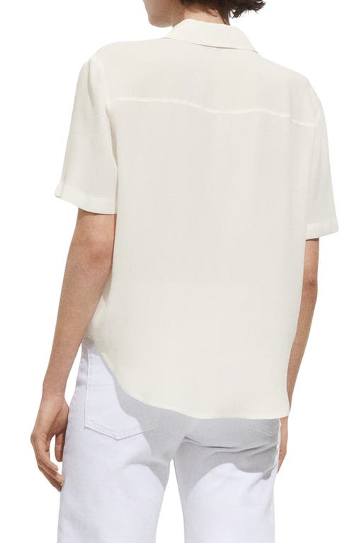 Mango Woven Short Sleeve Button-up Shirt In White