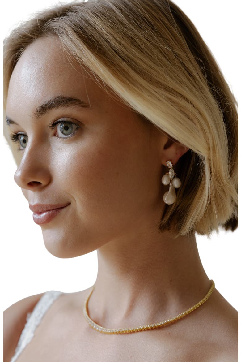 Astoria Freshwater Pearl Drop Earrings, Alternate, color, Gold