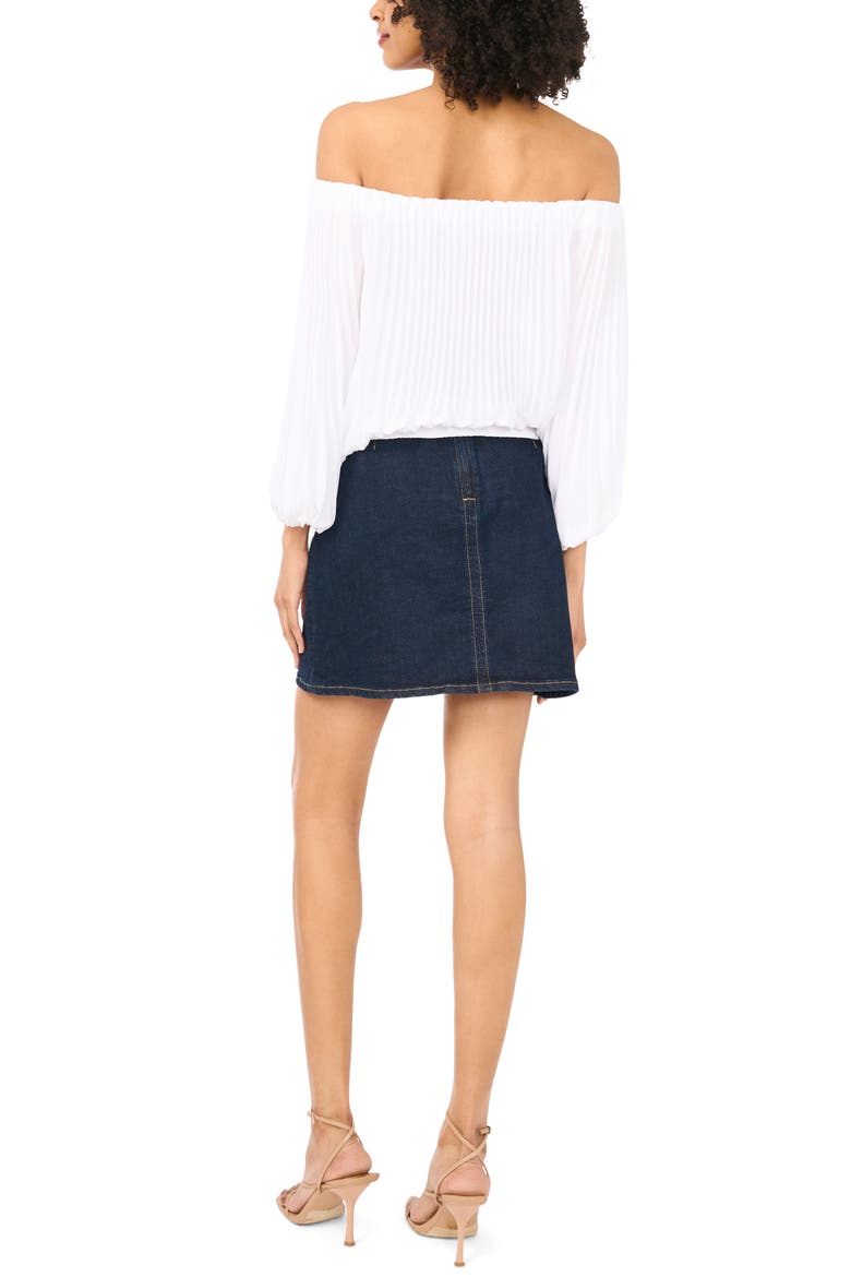 Pleated Off the Shoulder Top, Alternate, color, ULTRA WHITE