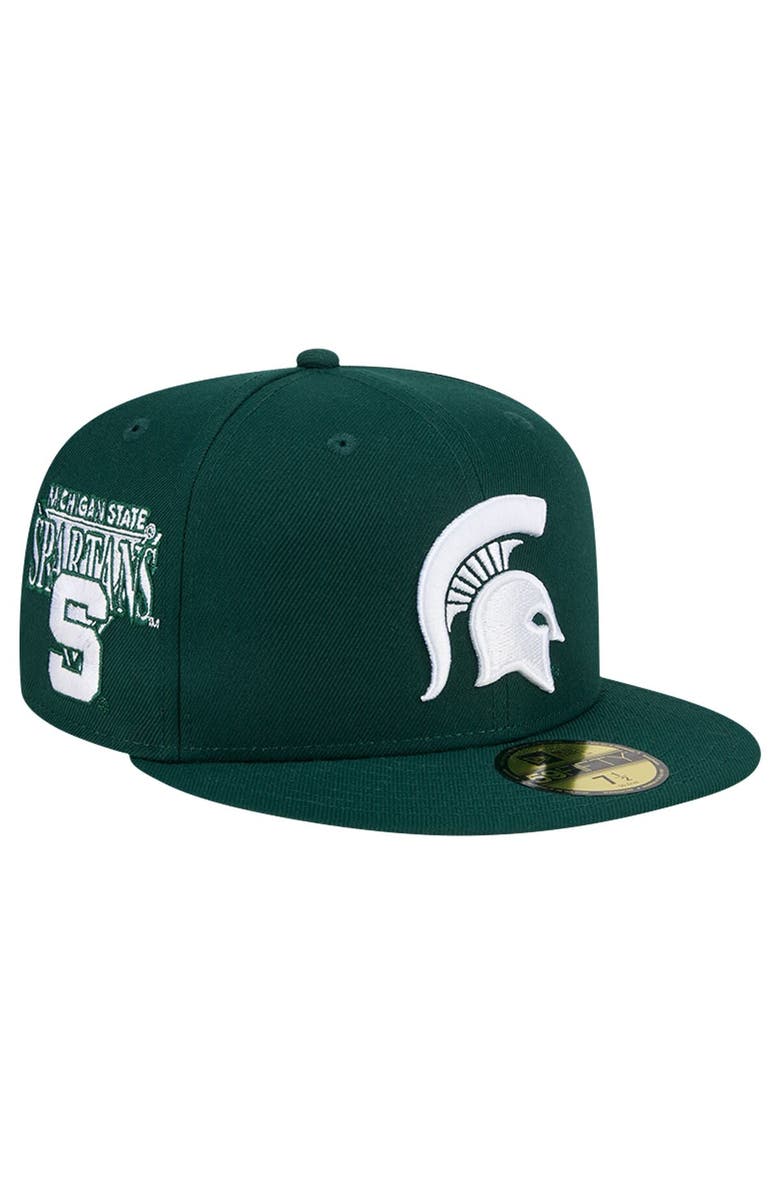 New Era Men's New Era Green  Michigan State Spartans Throwback 59FIFTY Fitted Hat, Main, color, 