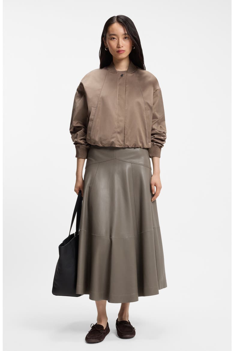 Sesola Leather Midi Skirt, Alternate, color, WALNUT
