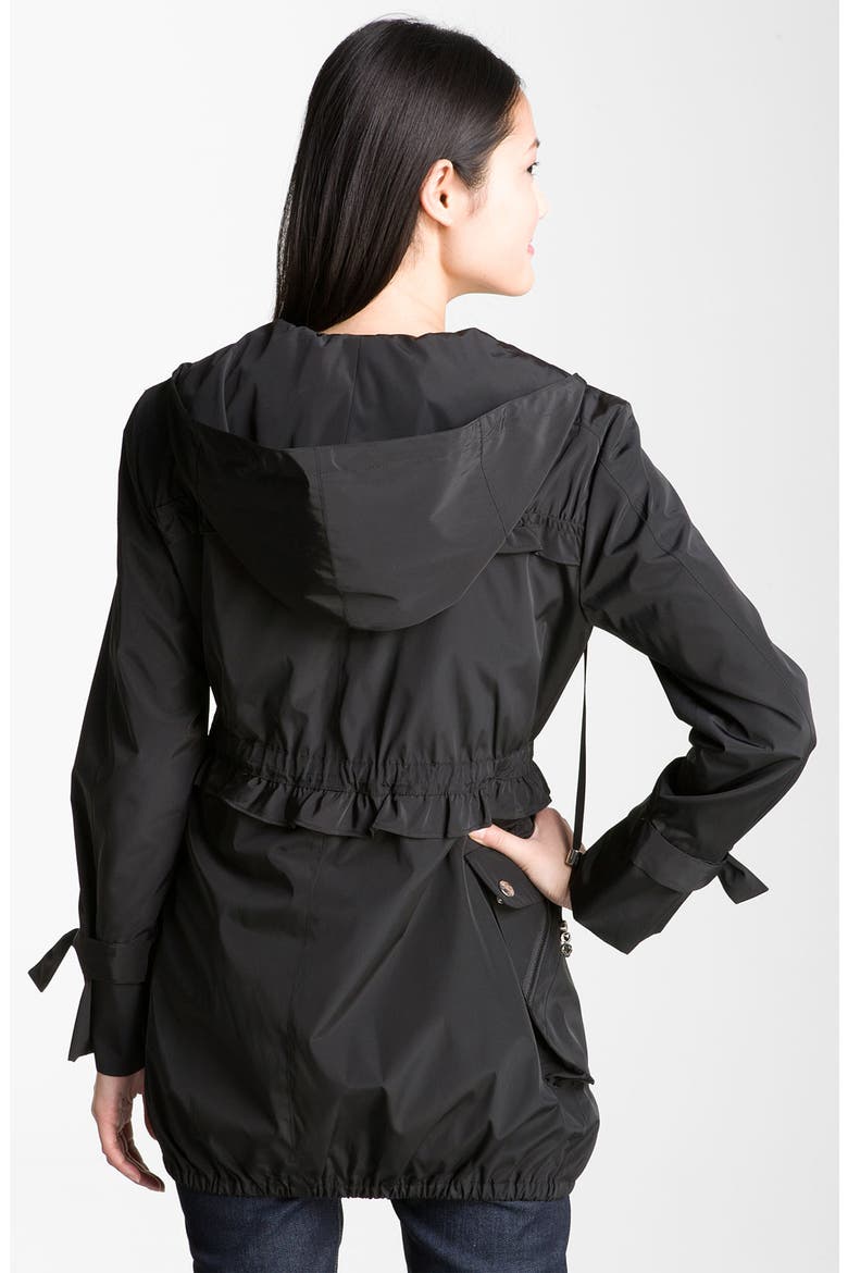 Ruffle Trim Anorak with Detachable Liner, Alternate, color, BLACK