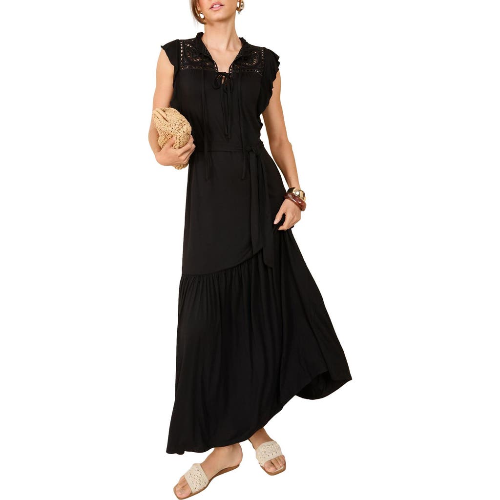Friends Like These Broderie Jersey Maxi Dress in Black  product
