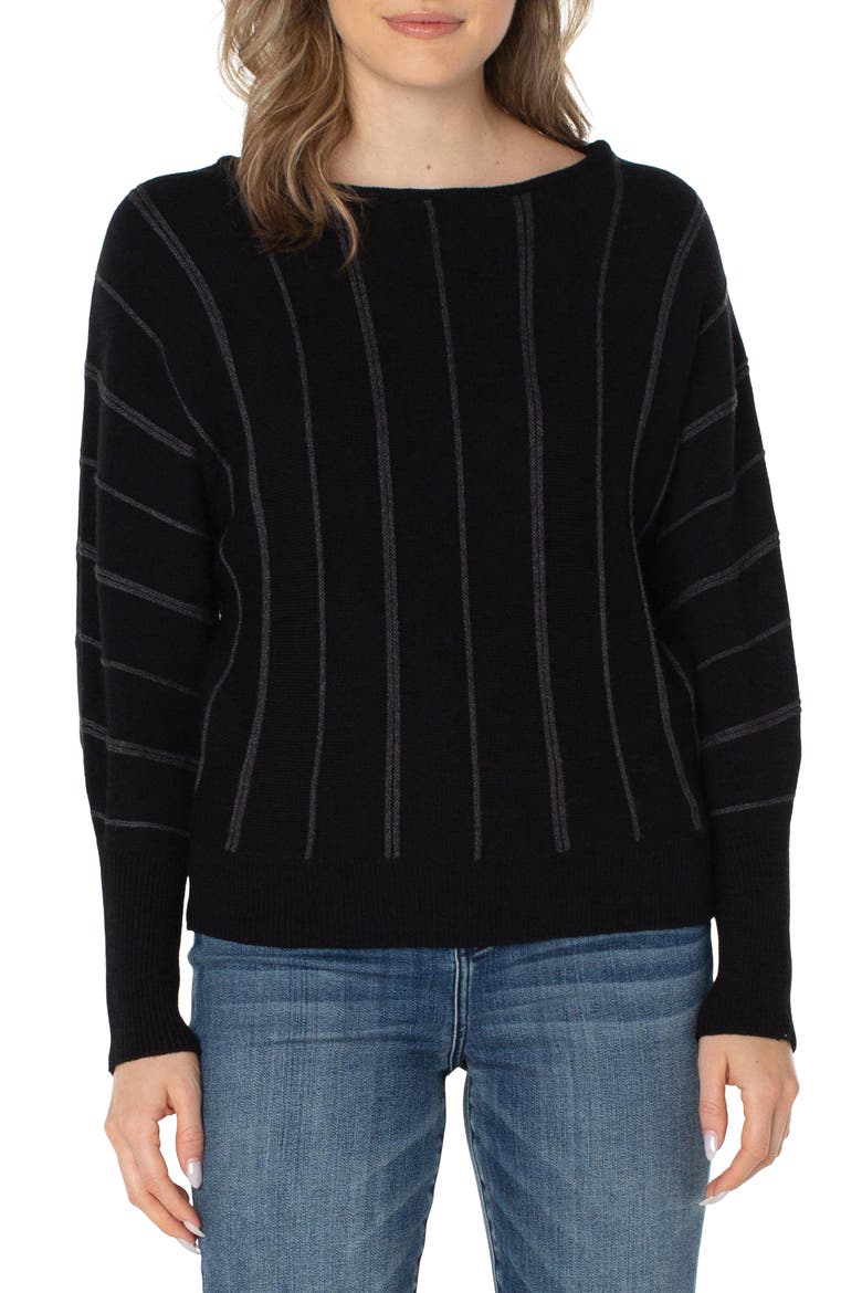 Links Stitch Batwing Sleeve Sweater, Main, color, BLACK