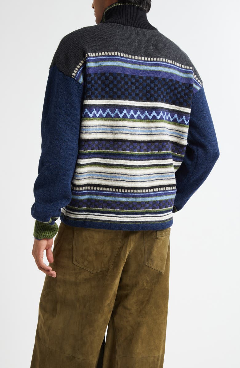 Marni Mixed Stripe Zip Cardigan, Alternate, color, Blue