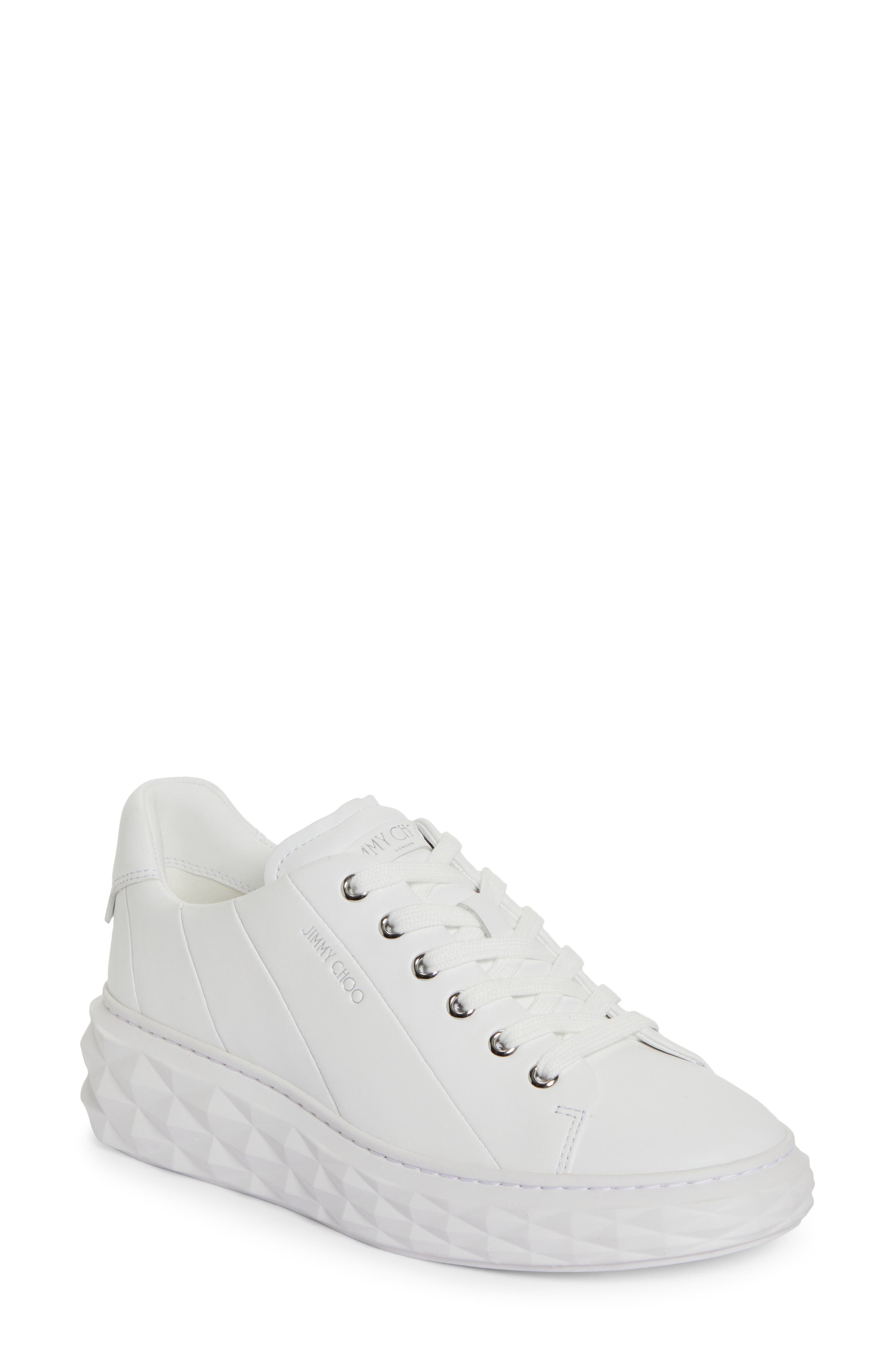 Jimmy Choo Diamond Light Maxi Platform Sneaker, Main, color, White/ White