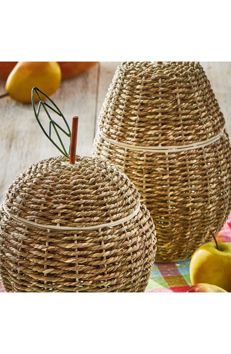 tag Pear Lidded Basket Natural Seagrass Summer, Alternate, color, Brown