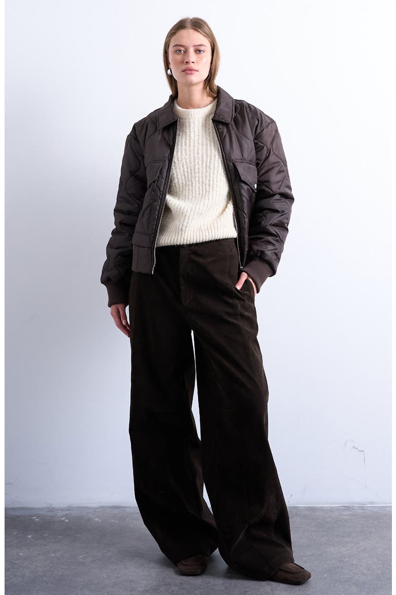 Quilted Bomber Jacket, Alternate, color, BROWN