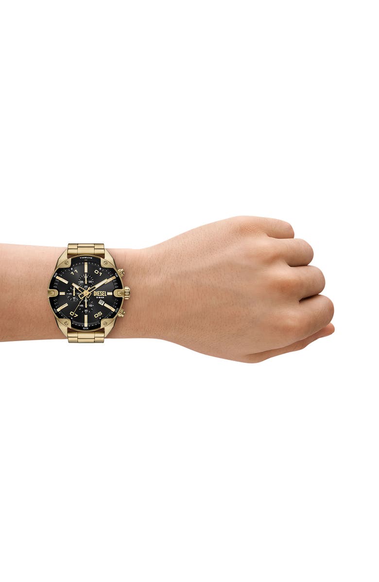 DIESEL<sup>®</sup> Spiked Goldtone Chronograph Bracelet Watch, 49mm, Alternate, color, Gold
