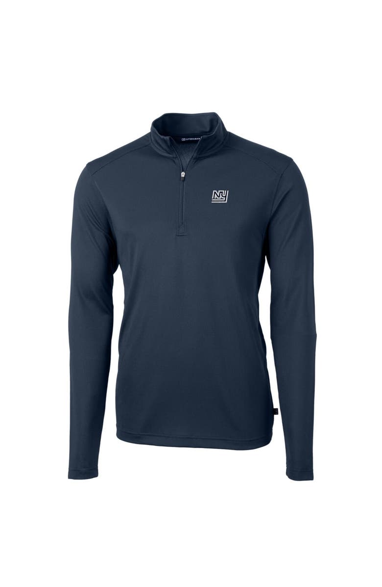 Cutter & Buck Men's Cutter & Buck Navy New York Giants Throwback Logo Virtue Eco Pique Recycled Quarter-Zip Big & Tall Pullover Top, Alternate, color, 