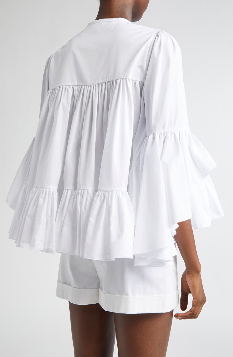 Giambattista Valli Tiered Ruffle Cotton Top, Alternate, color, Optical White