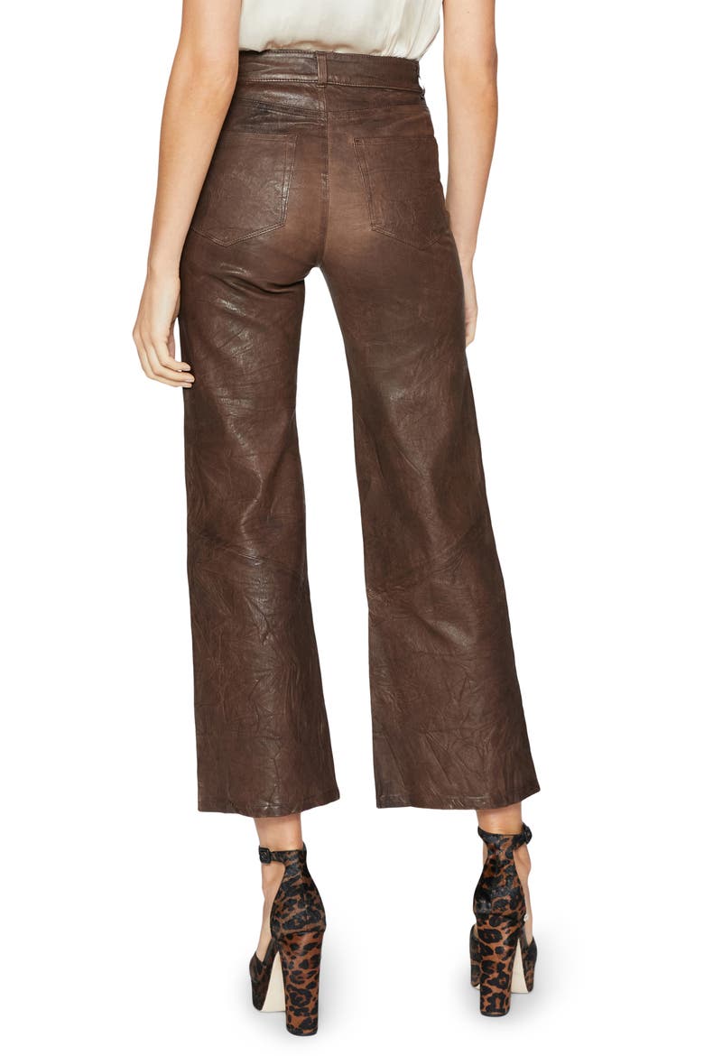 Leenah High Waist Leather Ankle Wide Leg Pants, Alternate, color, CHESTNUT