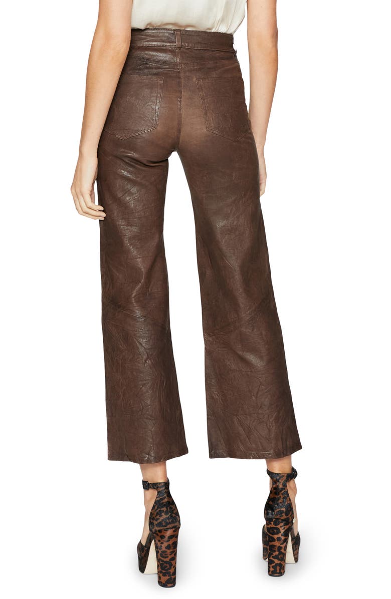 PAIGE Leenah High Waist Leather Ankle Wide Leg Pants, Alternate, color,