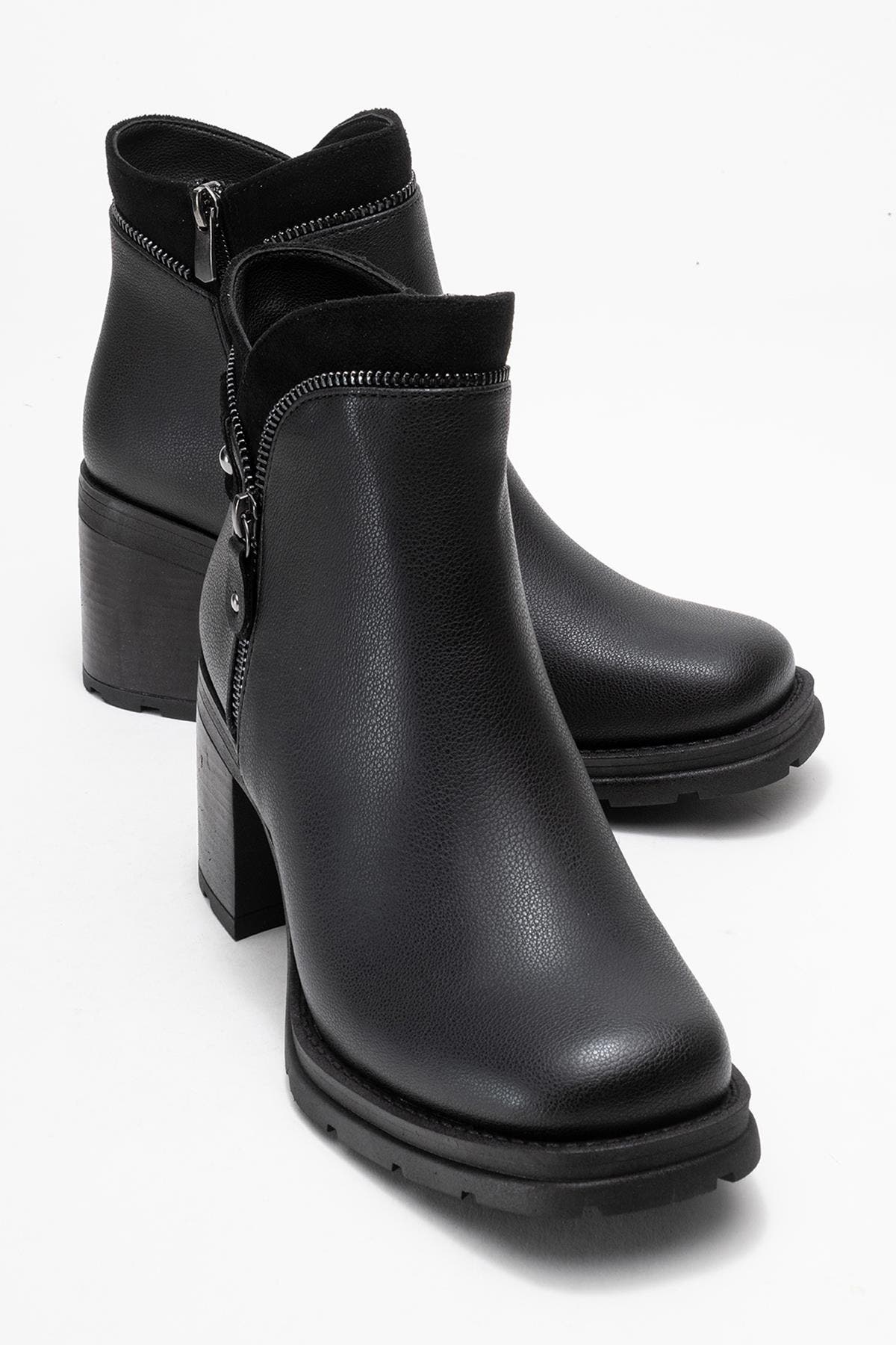 Parly Zip-Block Heel Boot, Alternate, color, Black Faux Leather