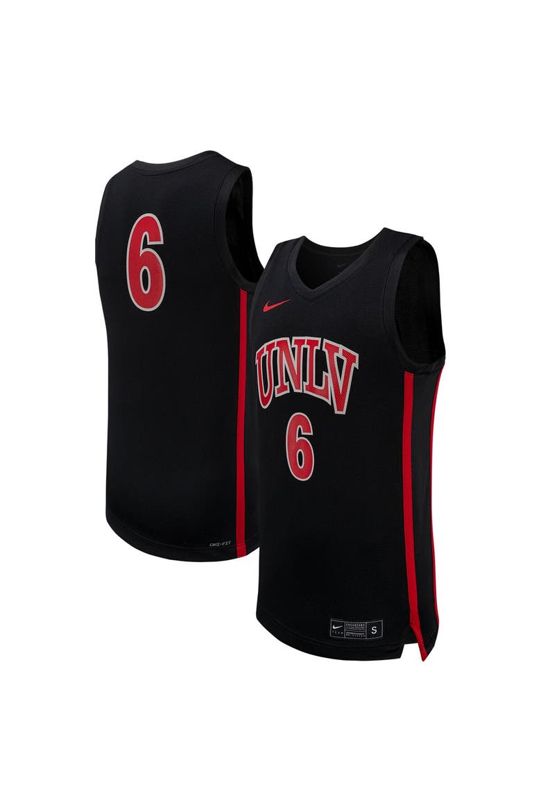 Men's Nike #6 Black UNLV Rebels Replica Basketball Jersey, Main, color, Black