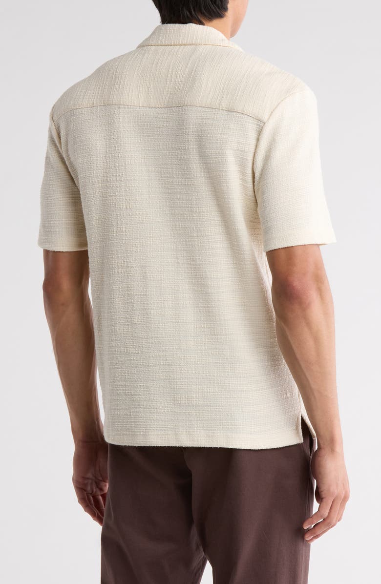 DENIM AND FLOWER Textured Relaxed Fit Camp Shirt, Alternate, color, Off White