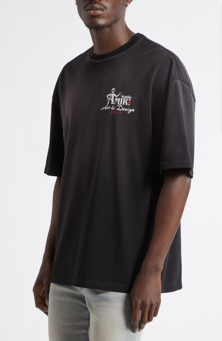 AMIRI Oversize Studio Embroidered Skate T-Shirt, Alternate, color, Black