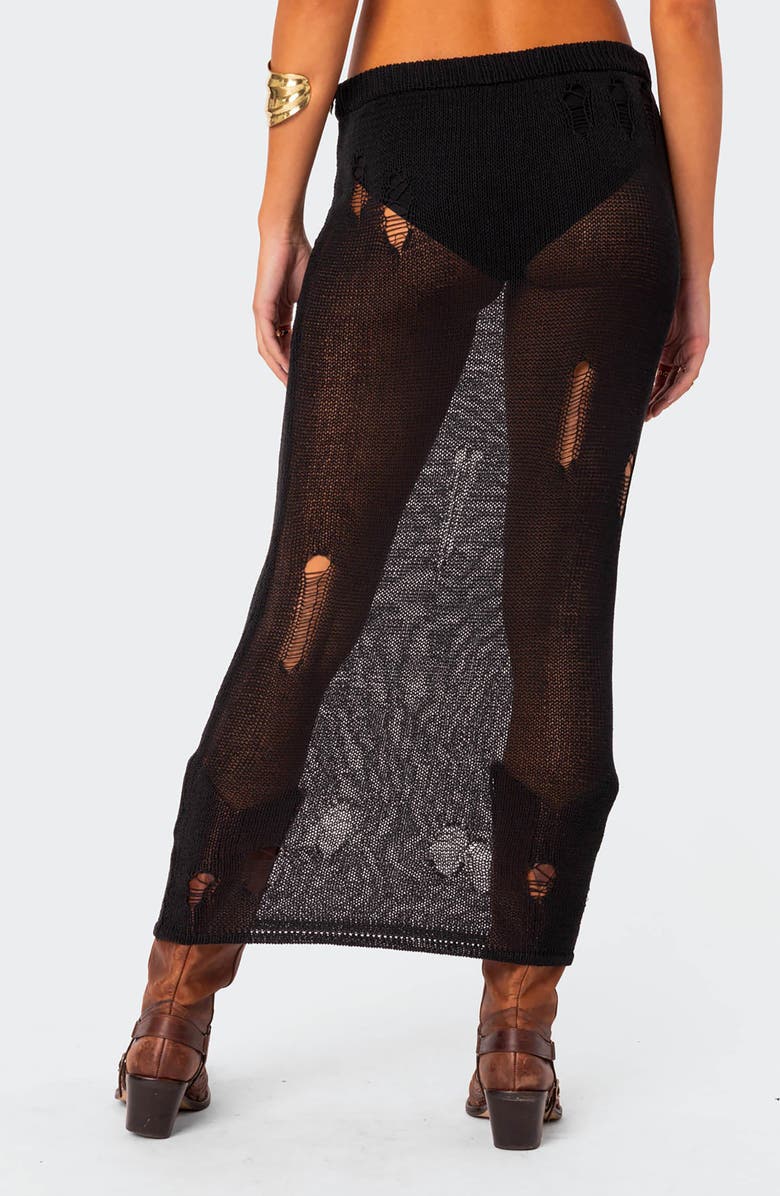 EDIKTED Britt Distressed Maxi Skirt, Alternate, color, 