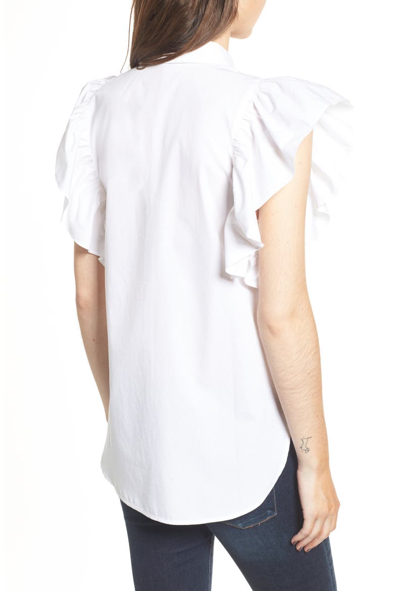 Ruffle Sleeve Top, Alternate, color, WHITE
