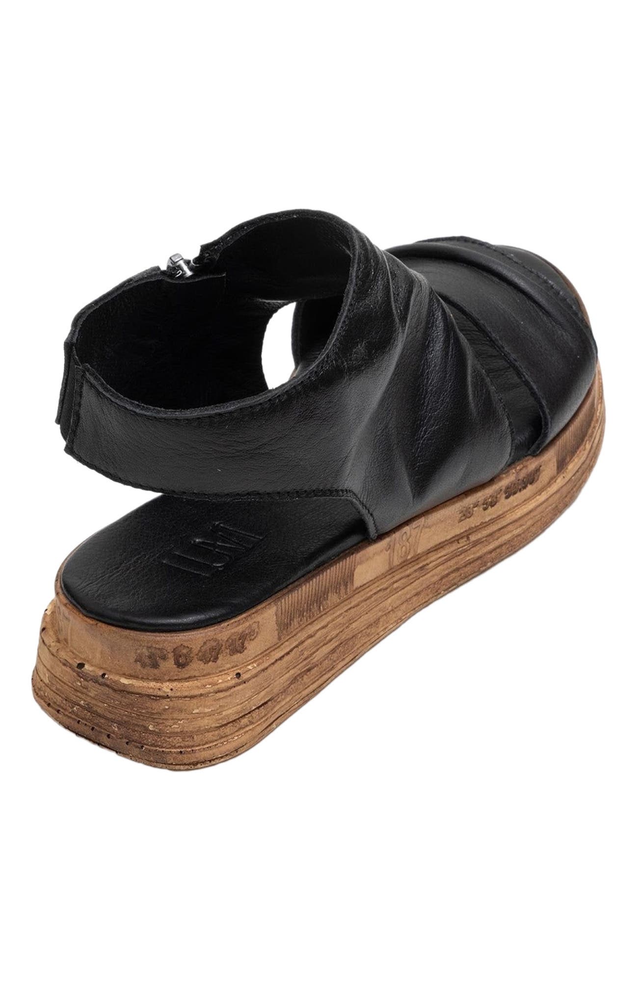 Forever & Always Shoes Lunas Leather Side-Zip Flat Heel Sandal, Alternate, color, Black Leather