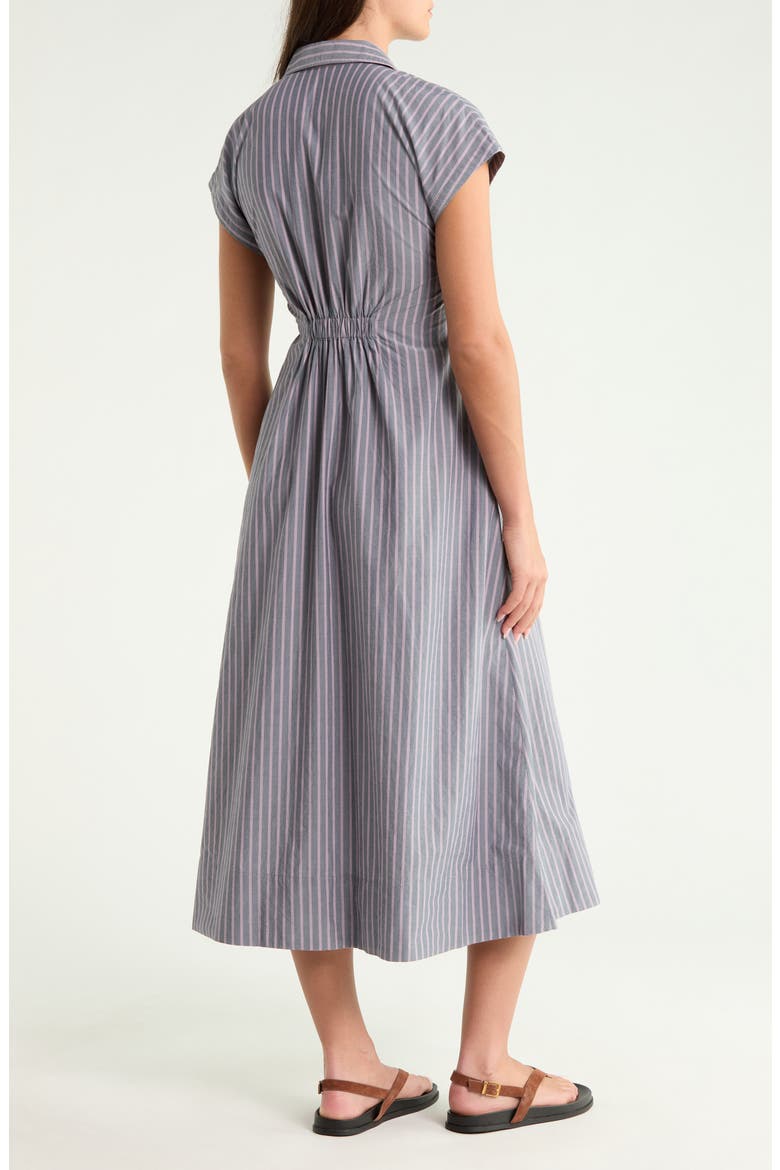 Arden Pima Cotton Midi Shirtdress, Alternate, color, NAVY/ LILAC STRIPE