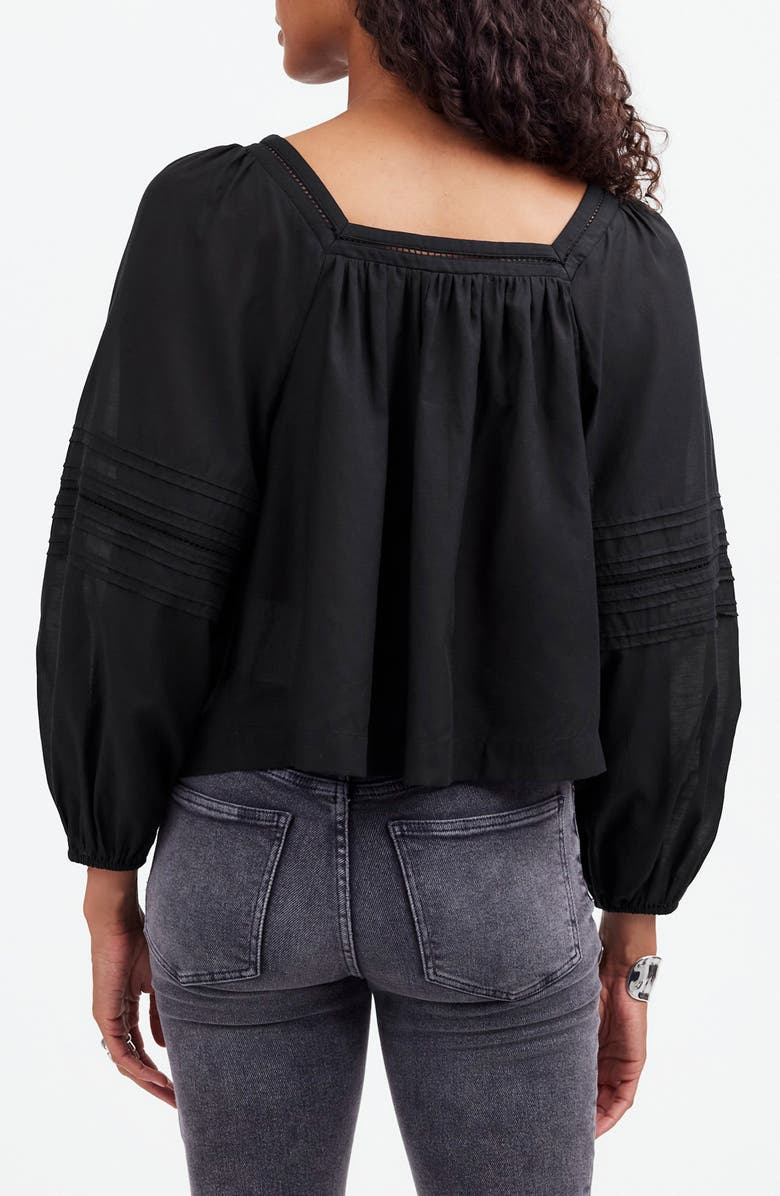 Madewell Square Neck Long Sleeve Top, Alternate, color, True Black