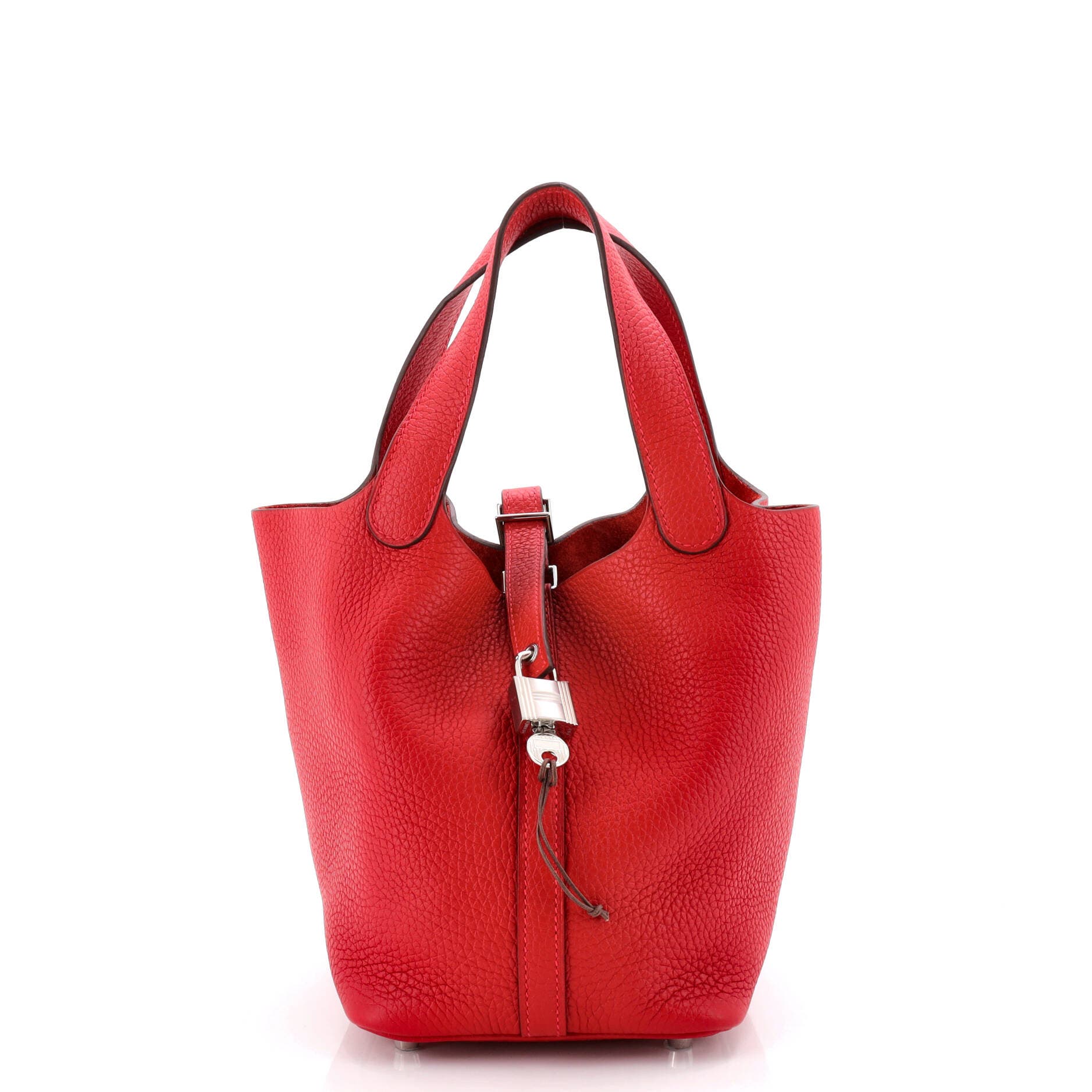 Pre-Owned Hermes Picotin Lock Bag Clemence PM, Main, color, Rouge Casaque